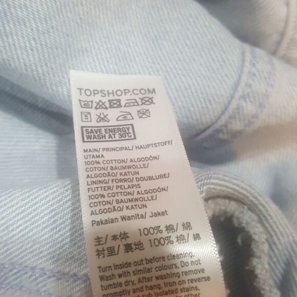 TOPSHOP Moto Jean Jacket - Size 10 - Picture 7 of 7